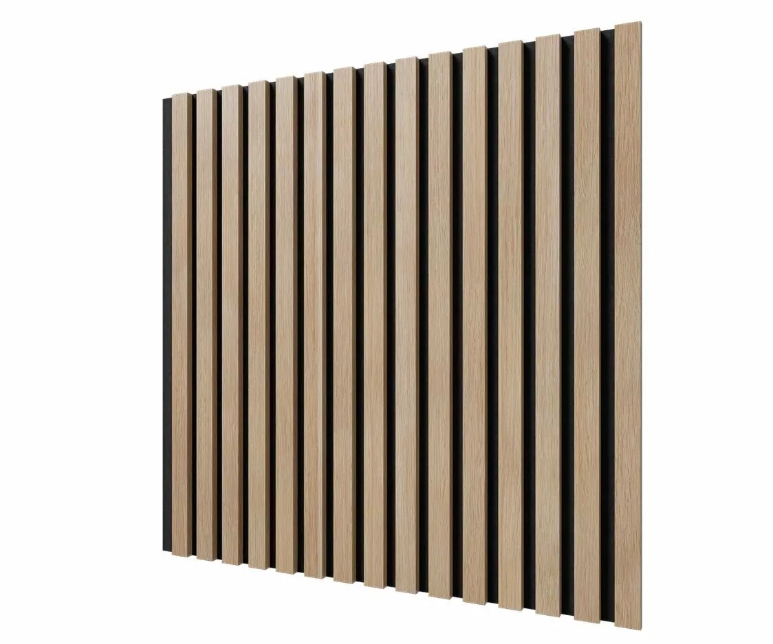 МДФ стеновая панель акустическая Cosca Decor Сканди Ясень Тирамису черный войлок 600×600×19